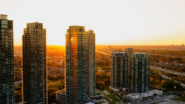 Skyline of highrise apartment buildings