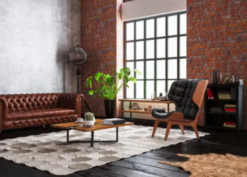 An industrial loft living room