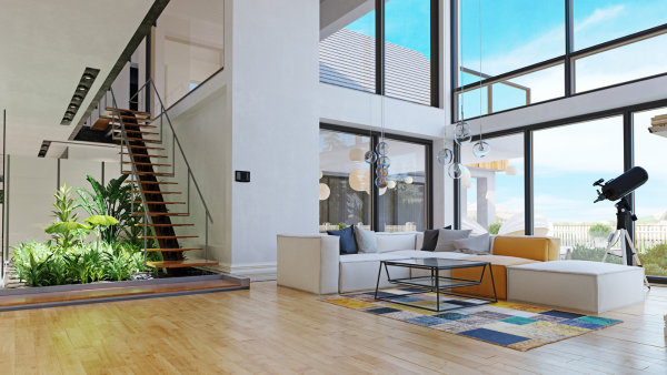 Inside of a modern home.
