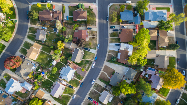 A neighbourhood of homes.