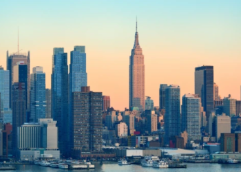 New York City skyline at sunrise