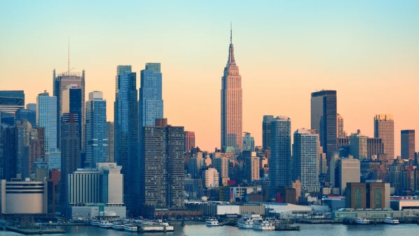 New York City skyline at sunrise
