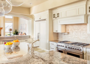 A modern, luxurious kitchen.