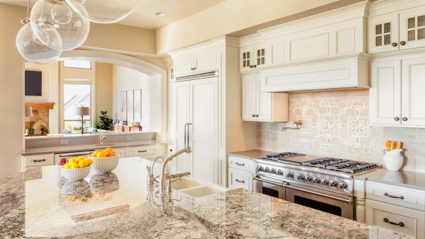 A modern, luxurious kitchen.