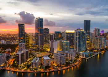 Miami skyline at night