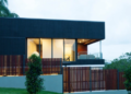 Modern home with black exterior.