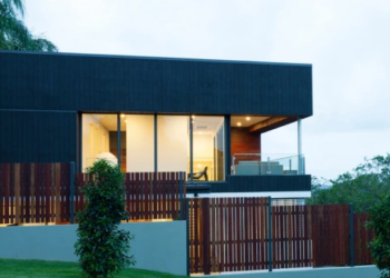 Modern home with black exterior.