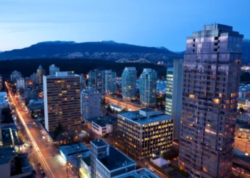 Vancouver skyline at night