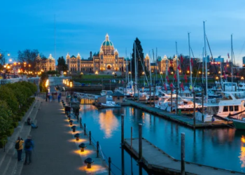 Victoria waterfront at sunset