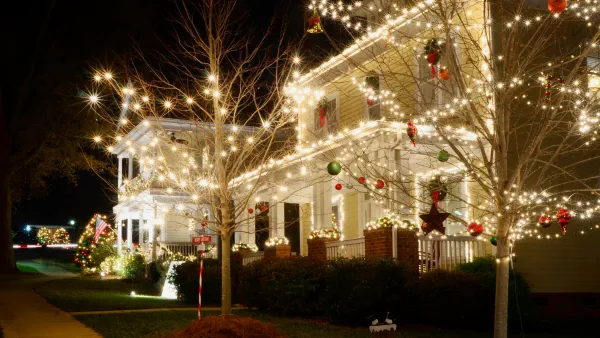 A house decorated with festive holiday lights
