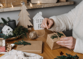 A person making DIY gifts.