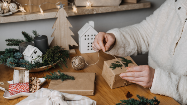 A person making DIY gifts.