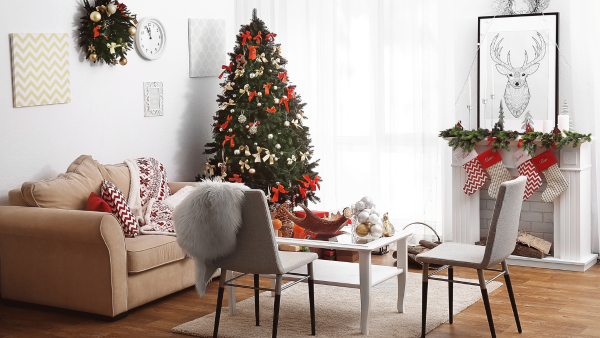 A living room during Christmas.