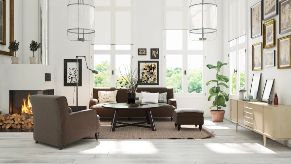 A modern, luxurious living room