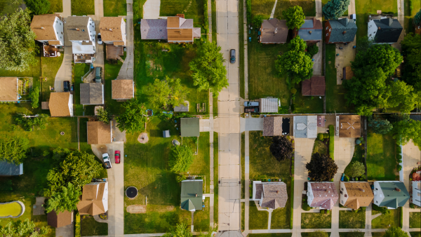 A neighbourhood of homes.