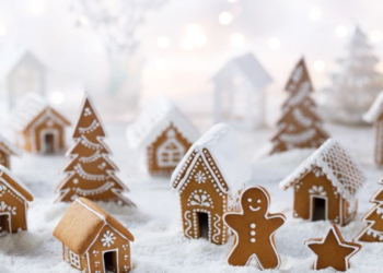 A gingerbread village.