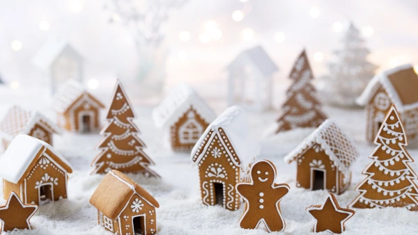 A gingerbread village.