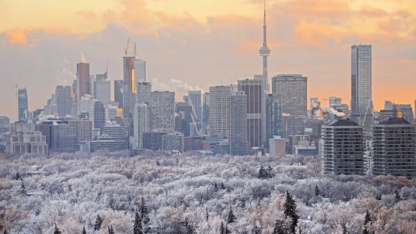 Snowy view of the Toronto skyline