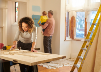 A family renovating their home.