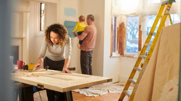 A family renovating their home.