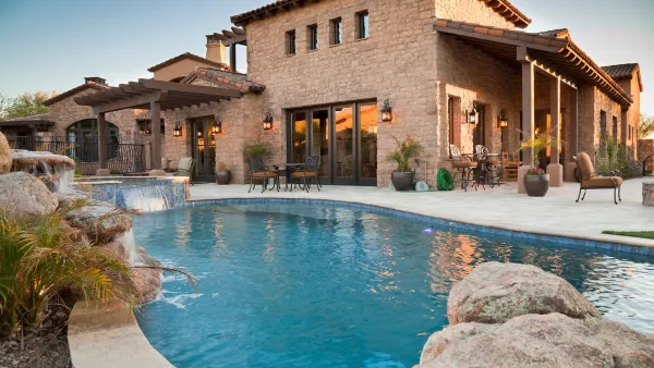Backyard with a pool.