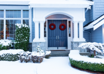 A home covered in snow.