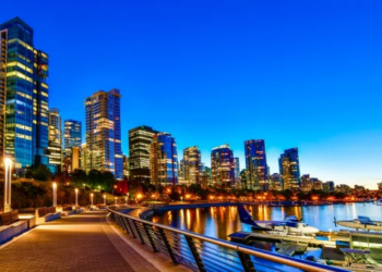 Vancouver skyline at night