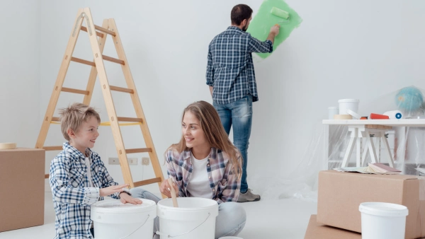 Family doing home improvement.