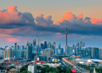 Toronto skyline at sunset