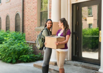 Young adults moving into first apartment.