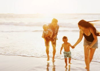 Family on the beach.