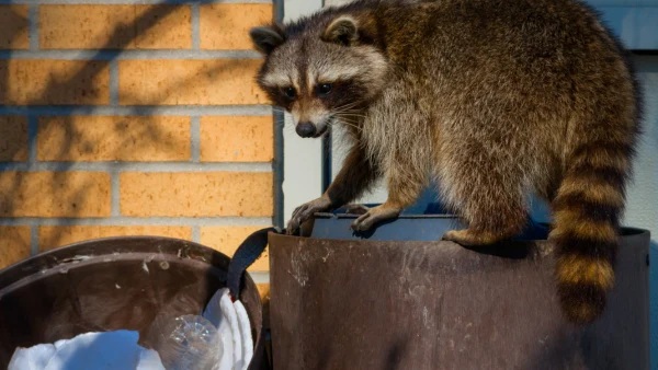 A raccoon in the trash.