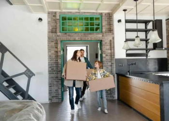 Family moving into a loft