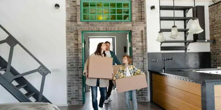 Family moving into a loft