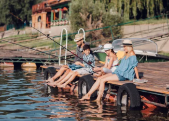 A family at the lake