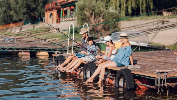 A family at the lake