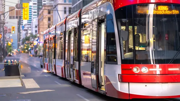 bright red toronto streetcar