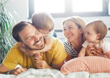 A family laughing together