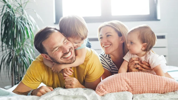 A family laughing together