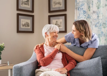 A woman and her elderly mother