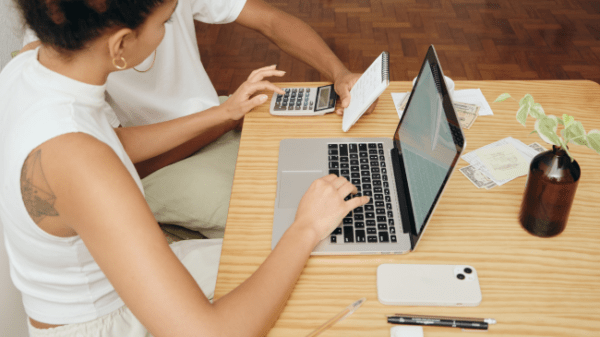 Woman reviewing finances