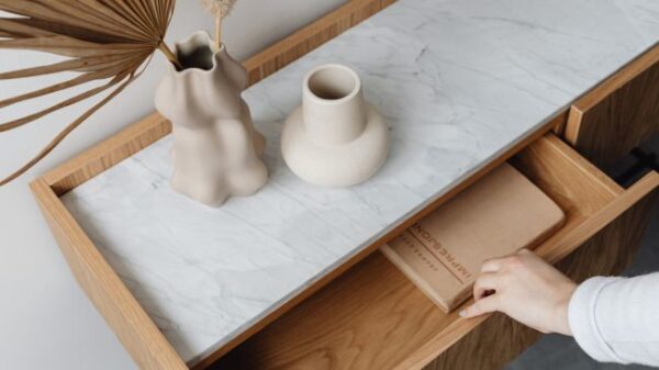 Styled shelf in a home