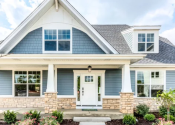 A charming blue and white home