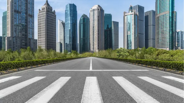 A picture of an empty city street