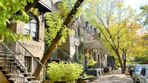 Treelined suburbs with townhouses in Quebec