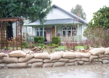A home in a flood