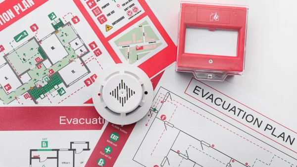 A fire safety plan and fire alarm