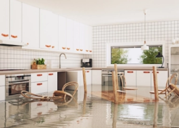 A flooded kitchen