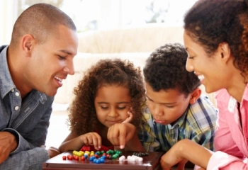 A family playing a game together