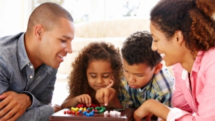 A family playing a game together
